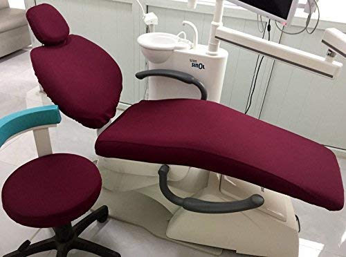 Dental Unit Cloth Chair Cover Sleeves Protector Dentist Headrest Washable Burgundy 1 Set