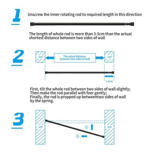 1PC Tension Rod No Drill Shower Curtain Pole Extendable Curtain Poles Shower Curtain Rail for Bathroom, Window, Door, Wardrobe, 83-160CM/32.68-62.99Inch(Diameter:25mm) White