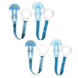 MAM Pacifier Clip Baby Pacifier Clip"I Love Mommy/Daddy" Universal Fit Bundle Value Pack, Boy, Blue