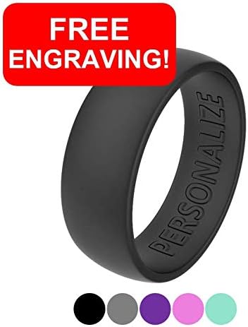 Personalized Silicone Ring, Customized Engraved Wedding Band for Men and Women