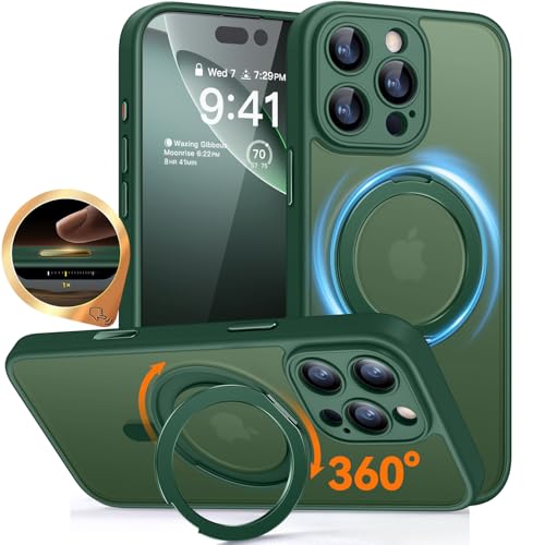 CANSHN 360° Ständer für iPhone 16 Pro Max Hülle, Matt Dunkelgrün
