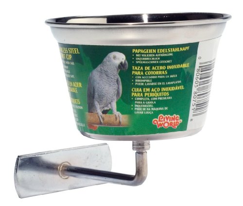 Living World Stainless Steel Parrot Cup, 16-Ounce
