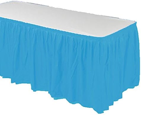 Dreampartycreation Party Table SKIRT 14 ft. x 29" Pleated Plastic Disposable Waterproof Table SKIRT (TURQUOISE)