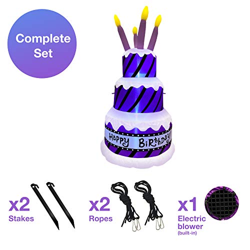 Jumbo Inflatable Happy Birthday Cake with Candles | Extra Large Birthday Party Decoration Lights Up and Inflates in Moments | For Indoors or Outdoors (Tie Down and Stakes Included for Outdoor Use) - Thumbnail 7