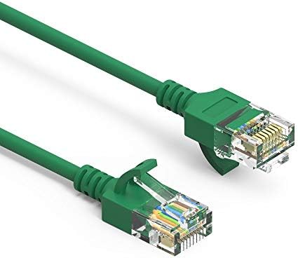 GOWOS Cat6a Slim UTP Ethernet Cable (5 Feet - Green) 28AWG Network Cable with Gold Plated RJ45 Molded/Booted Connector - 10 Gigabit/Sec High Speed LAN Internet/Patch Cable - 550MHz