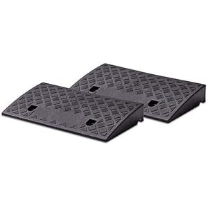 Cartrend 10646 set van 2 plastic oprijplaten, hellingen voor auto, motorfiets, rolstoel en voetganger, zwart