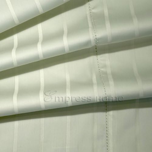 Cotton/Silk Pinstripes Sheet - Queen Flat - Petal Green