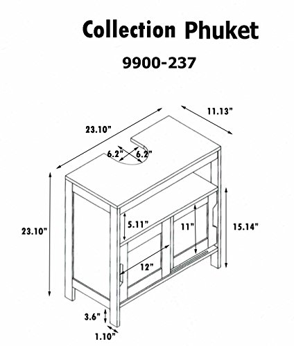 EVIDECO 9900237 Vanity Cabinet, Black,Brown, Bamboo - Thumbnail 5