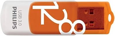 Philips USB 3.0 128GB Pendrive - Vivid Orange Rotating Cap Fast Speed