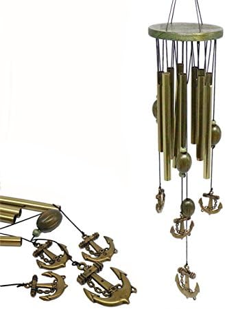 Unique and Artistic Aluminum Tubes Wind Chime Outdoor Decorative Bronze Wooden Top Wind Bell