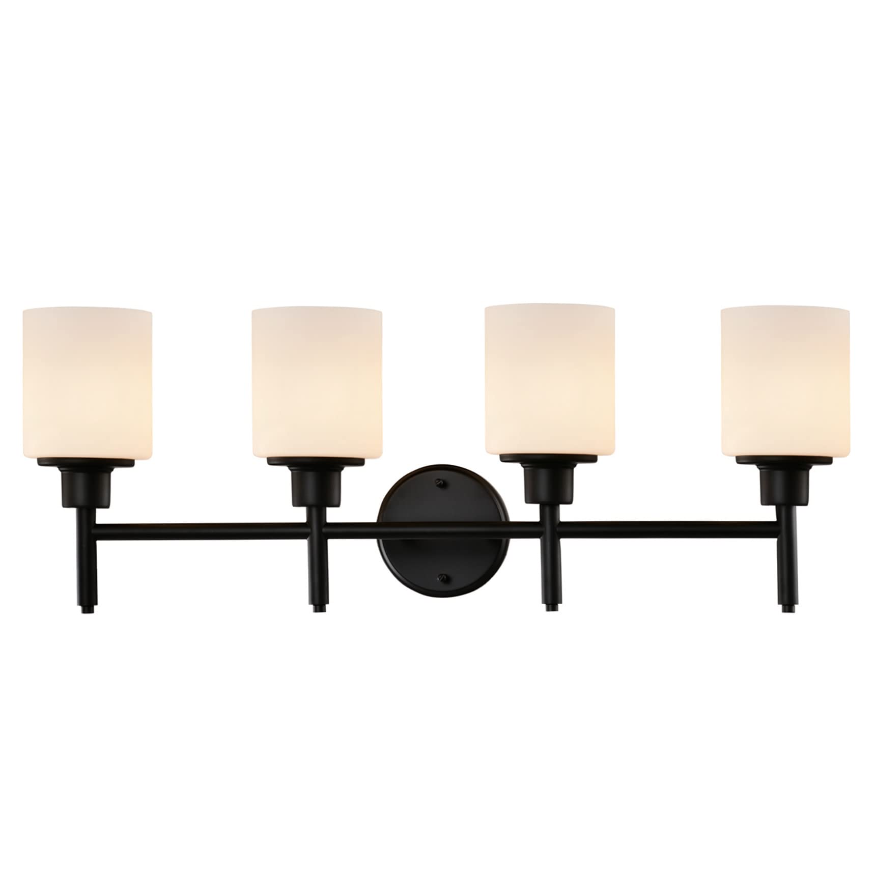 Design House 588236 Aubrey Transitional 4-Light Indoor Bathroom Vanity Light Dimmable Frosted Glass for Over The Mirror, Matte Black Image