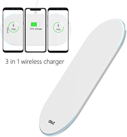 Wireless Charger, 3in1 Charger Stand, Triple Charging Pad, Qi Fast Multi Wireless Charging Docking Station, Charger Base Ultra Slim for iPhone X/8/8 Plus Samsung Galaxy S9/S9+/S8/S8+/S7 all QI-Enabled