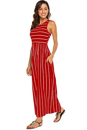 Women's Summer Sleeveless Striped Flowy Casual Long Maxi Dress
