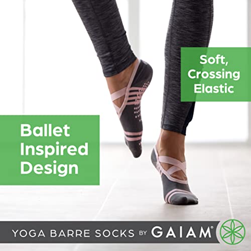 Gaiam Grippy Barre Socks for Extra Grip in Standard or Hot Yoga, Barre