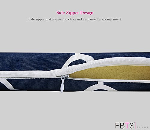 FBTS Prime Chair Cushion 16 x 17 Inches Indoor/Outdoor Seat Pads Square (Set of 2, Navy, Quatrefoil Lattice) for Outdoor Patio Furniture Garden Home Office