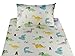 J-pinno Polka Dot Dino Cute Dinosaur Cartoon Sheet Set 100% Cotton 3 Pieces Twin for Kids Girls Boys Children Flat Sheet + Fitted Sheet + Pillowcase Bedding Decoration Gift Set