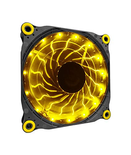 image for APEVIA 512L-DYL 120mm Silent Black Case Fan with 15 x Yellow LEDs & 8 