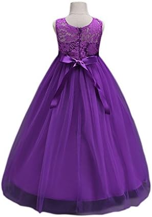KDFSIN Girls Long Lace Princess Party Dresses Elegant Maxi Gown for Pageant Party Wedding Bridesmaid Prom Communion