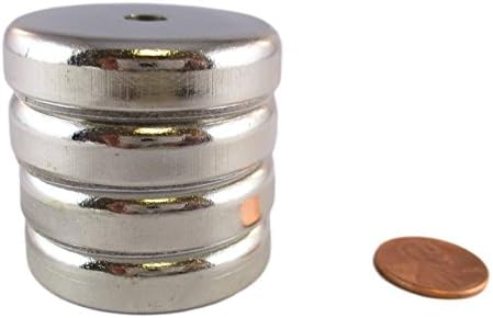Manic Magnets 145 Pound Pull Force (Pack of 4), 1.65" Outside Diameter, CounterSunk Hole for 1/4" Bolt Size, Rare Earth Neodymium (N35) - Our Magnets Are Crazy Strong