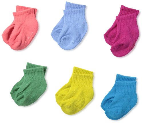 Osh Kosh Baby Boys' 6 Pack Bright Cushion Crew Socks, Yellow/Pink/Blue/Light Blue/Green/Red, 12 24 Months