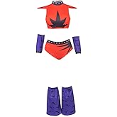 MyheroCos Horror Costume Women Sexy Crop Top and Shorts Outfit Halloween Nightmare Costume