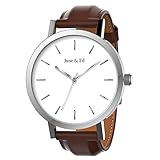 June & Ed Quartz Stainless Steel Men's Watch with Sapphire Crystal Dial Window - Silver