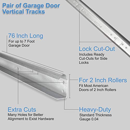 Garage Door Vertical Track Replacement Set of Left and Right for 7