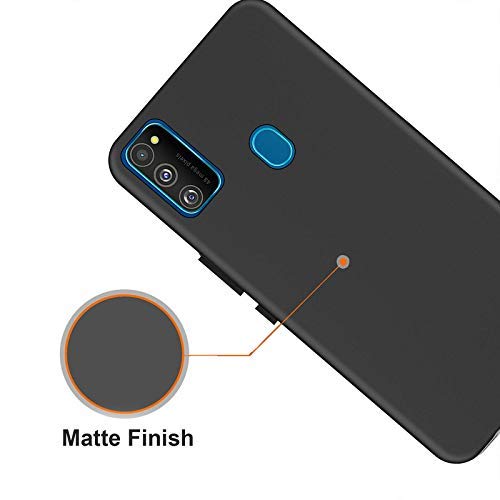 NISHTECH Black Ultra Slim 360* Matte Velvet Feel Soft Back Case Cover with Camera Protection Bump for Samsung Galaxy M21