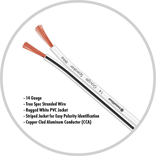 InstallGear 14 Gauge AWG Speaker Wire Cable (100ft White) White