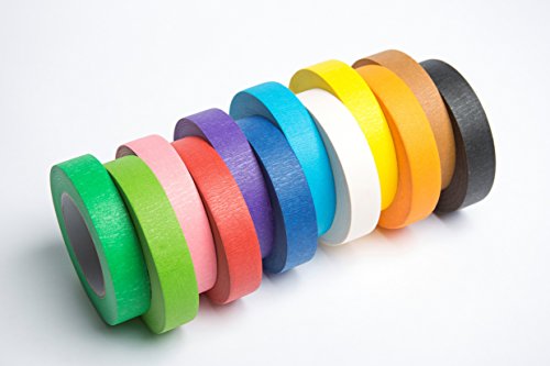 12 Rolls of Colored Masking Tape, 1 in x 60 yds; Great for DIY Label Making, Arts & Crafts, Home & Office. Includes Blue, Black, Yellow, Purple, White and many more. VIBRANT COLORS