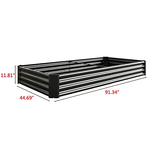 FOUBAM Galvanized Raised Garden Bed for Vegetables,Planter Raised Garden Boxes Outdoor,Metal Raised Garden Beds Steel Kit for Vegetables Flower Herb Patio Black Rectangle