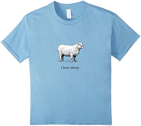 Kids Cute I Love Sheep Classic Illustration T-shirt 4 Baby Blue
