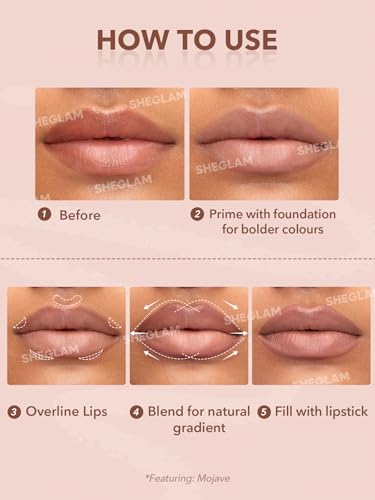 SHEGLAM Lip Liner Creamy Matte Pencil High Pigment Not Easy to Fade Silky Smooth Matte Contour Tint Lip Makeup-Neutral