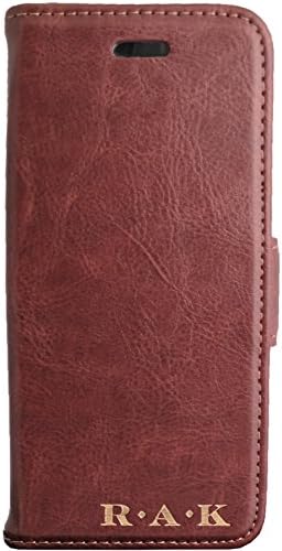 Luxitude Personalized Vegan Leather Phone Case Wallet - Compatible with iPhone 7, w/ Detachable Slim Fit Case, w/ Dual Mode Kickstand &amp; Car Mount, Brown