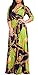 Womens Sexy V Neck 3/4 Sleeve Floral Long Maxi Dresses Casual Loose Party Plus Size Dress with Belt