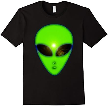 Men's Glowing Green Space Alien T-Shirt XL Black