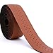 Vinqliq® Retro PU Leather Road Bike Bicycle Handlebar Wraps Bar Tapes with Bar Plugs (Natural Brown(with Breath Holes))