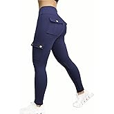 CHICME Women High Waist Cargo Leggings Seamless Workout Leggings Tummy Control Yoga Pants with Pocket