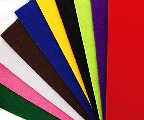 10pcs Colored Felt Sheets Polyester Fabric Embroidery Scrapbooking Home Decor DIY Craft Pack 20cm x 30cm x 3mm
