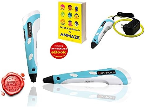 BEST INTELLIGENT 3D PRINTING PEN for ABS &amp; PLA, 140 STENCILS &amp; 3 ABS Rolls Included, For Drawing Doodling Modelling and Arts &amp; Crafts Making, Promotes Creativity &amp; Spacial Thinking in Children (Blue)
