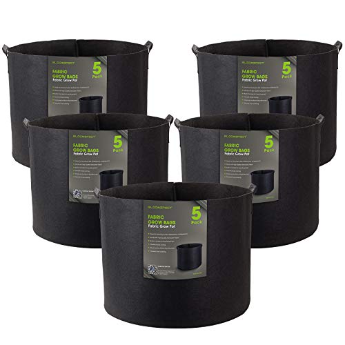 BLOOMSPECT 5-Pack 20 Gallon Grow Bags, Aeration Fabric Pots, Heavy Duty Thickened Nonwoven Plant Container with Handles
