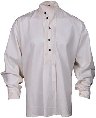 GothikShop Men's Pirate Renaissance Shirt Medieval Caribbean Hippie Costume XX-Large Off-White