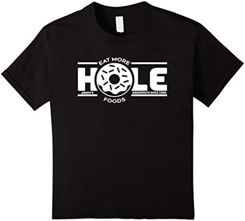 Kids Eat More Hole Foods Funny Doughnut Shirt 12 Black