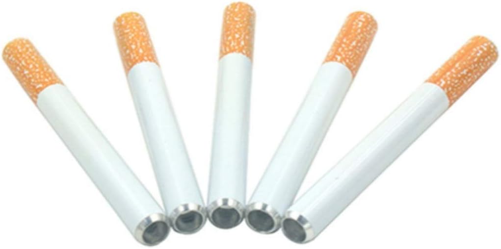 5 pcs 3 inch Alloy Cigarette Holder, Cigarette Shape Design Five Pieces- Metal Hitter Cigarette Shaped Tobacco accessorie
