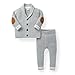 Hope & Henry Layette Boy Grey Cardigan and Sweater Leggings Set