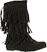 West Blvd Womens Lima Moccasin Boots 3-Layer Fringe Tribal Indian Winter Faux Suede Boots