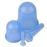 Savior 4 Size of Silicone Cupping Therapy Set Massage Cupping Vacuum Therapy Rubber Cup Massage Body Face Back Legs Cups for Anti Cellulite, Anti-aging, Wrinkle Reducer (Blue)