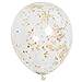 Unique Industries Decorations Clear Party Balloons with Gold Confetti, 12