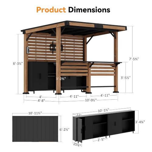 MODERNSHADE 6x12 Wood Grill Gazebo Review: Outdoor Bar with Power Strip & TV Mount image 21