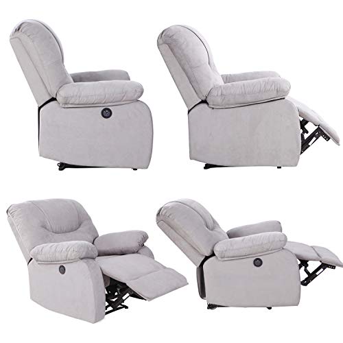 Modern Power Recliner with USB Charging Port - LCH Heavy Duty Microfiber Single Reclining Sofa Chair Living Room Furniture